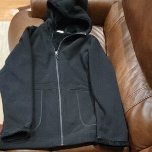 Lands' End Black Fleece Jacket Women's Large 14-16